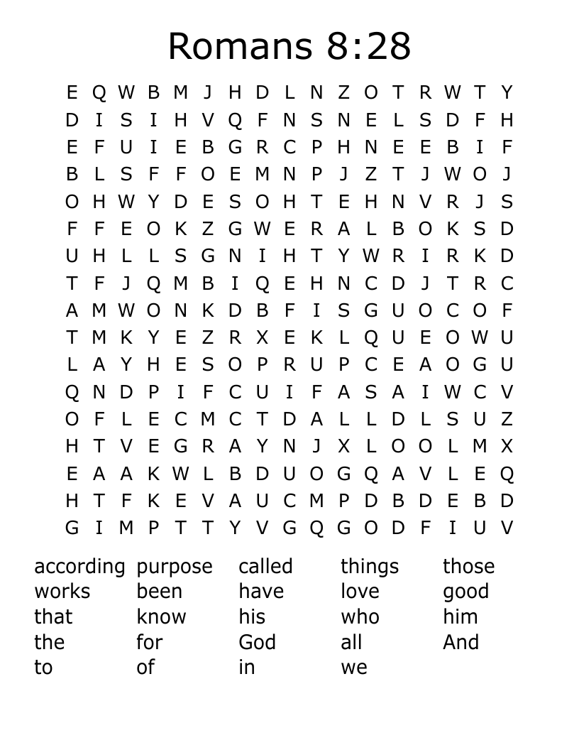 Romans 8:28 Word Search