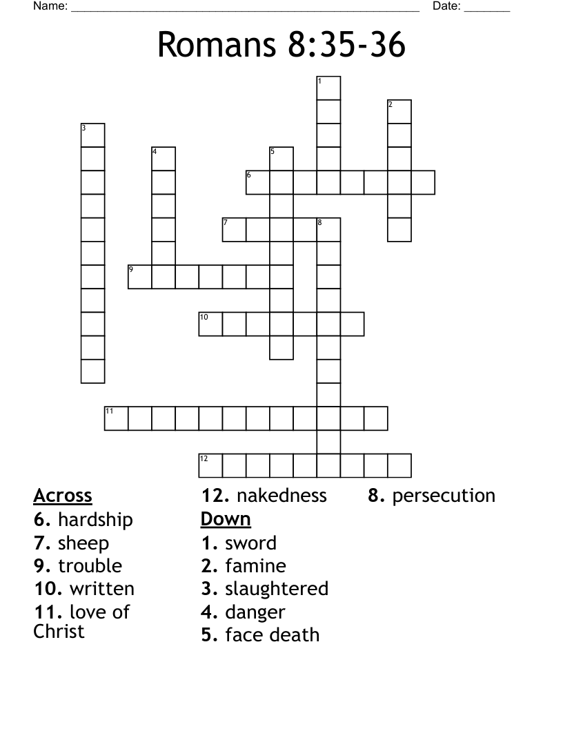 Romans 8:35-36 Crossword