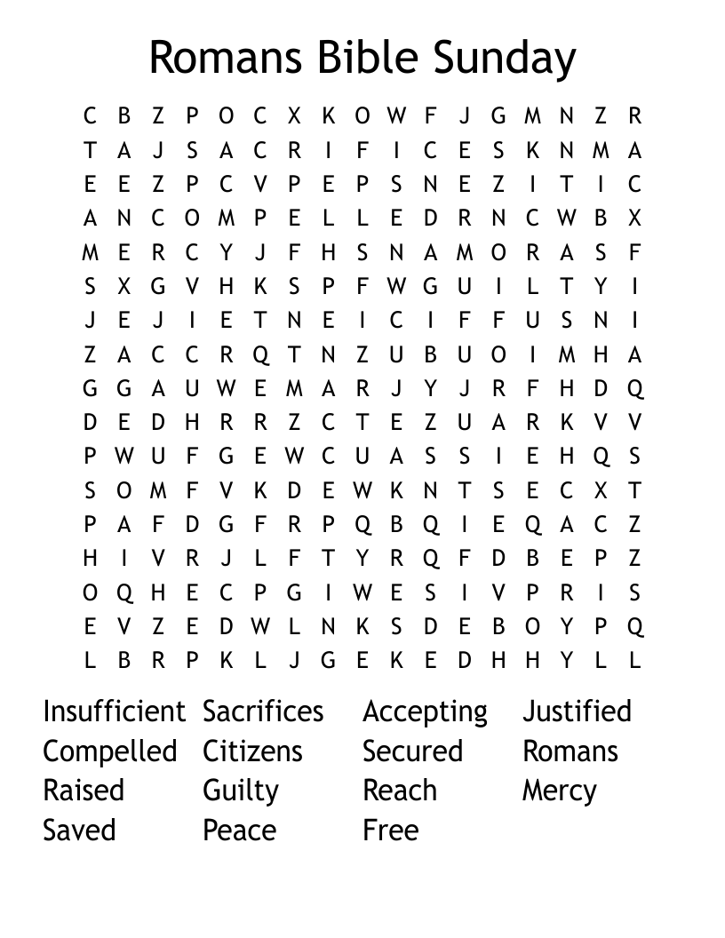 Romans Bible Sunday Word Search
