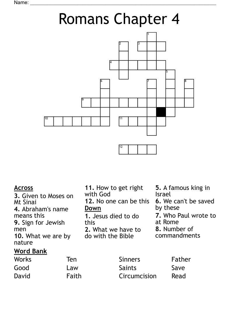 Romans Chapter 4 Crossword