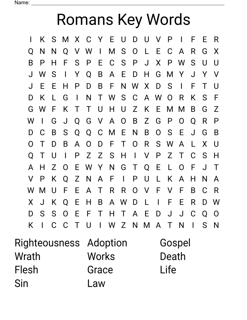 Romans Key Words Word Search