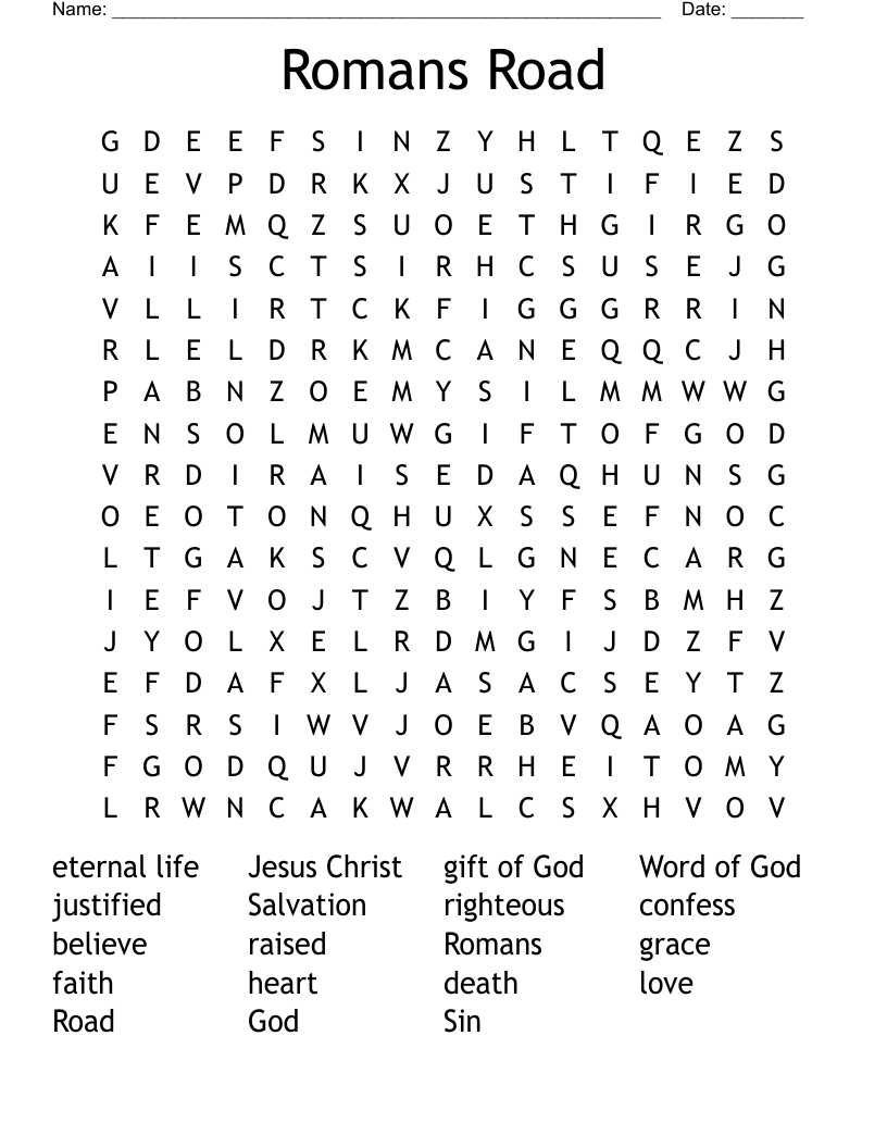 Romans Road Word Search