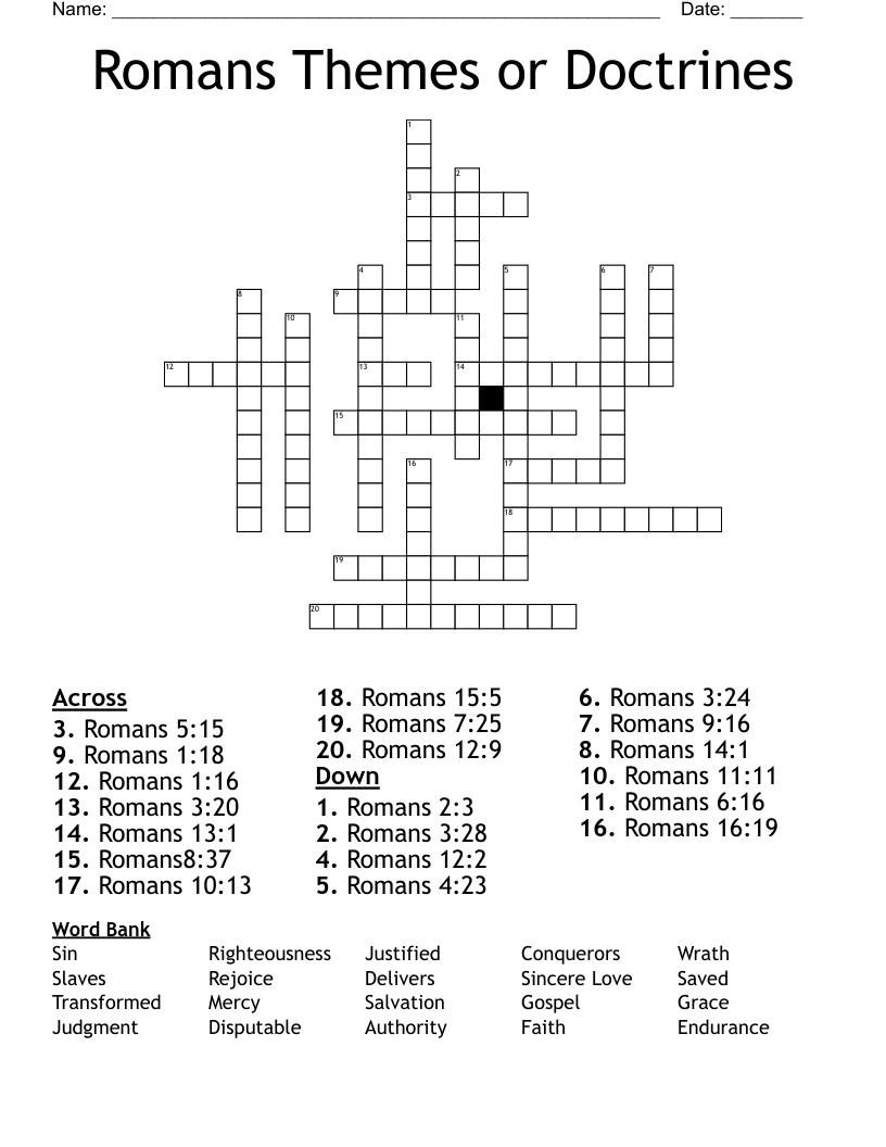 Romans Themes or Doctrines Crossword