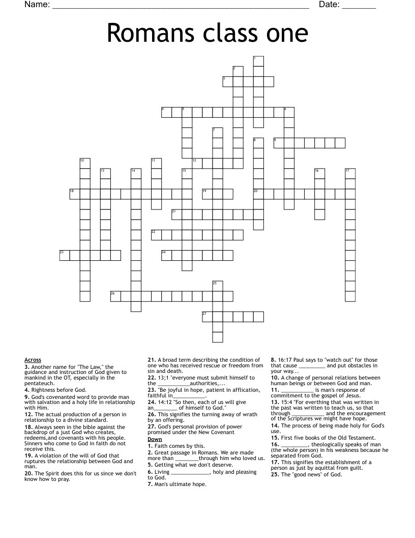 Romans class one Crossword