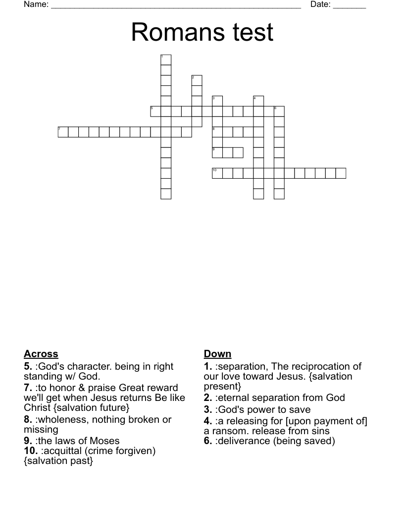Romans test Crossword
