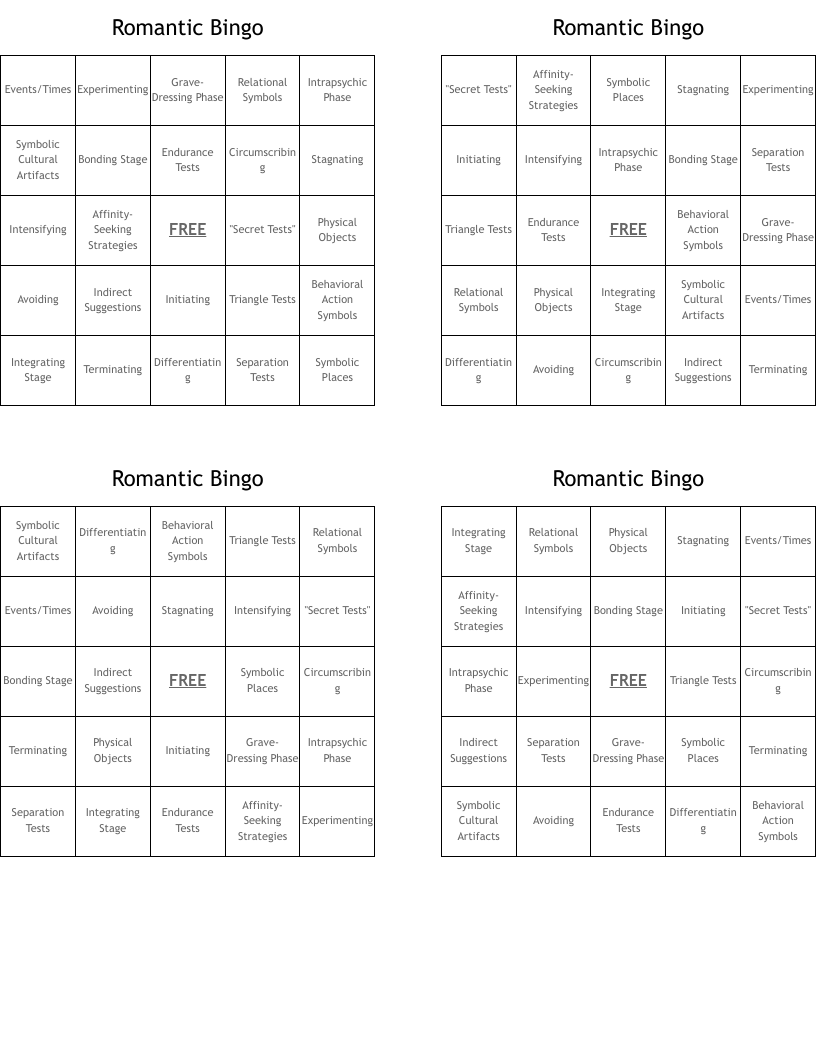 Romantic Bingo