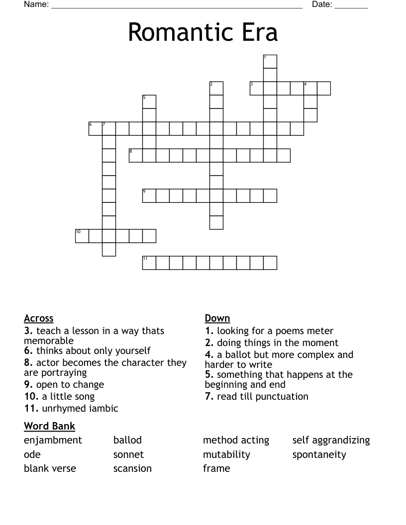 Romantic Era Crossword