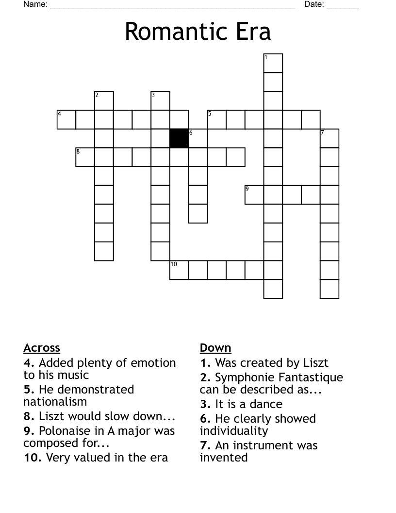 Romantic Era Crossword
