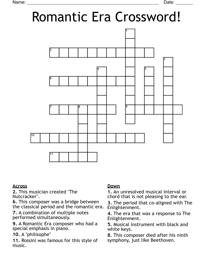 Romantic Era Crossword!