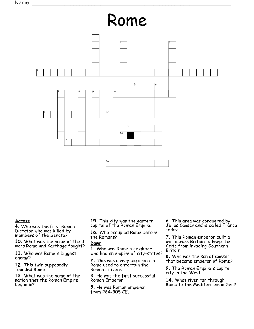 Rome Crossword