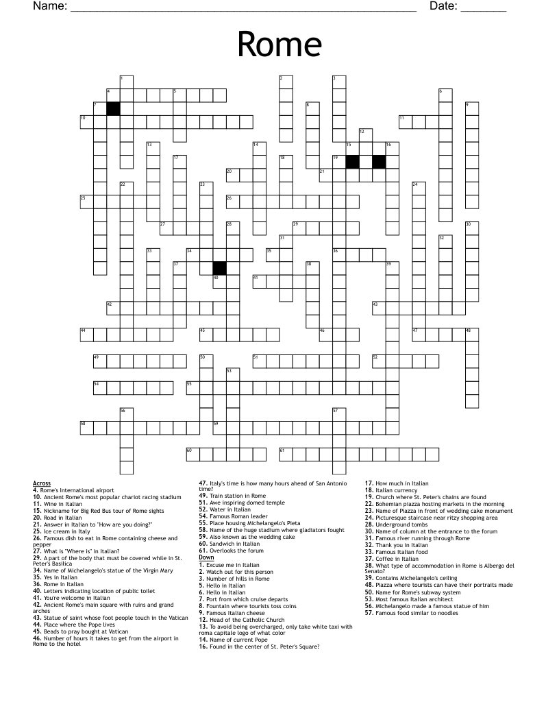 Rome Crossword