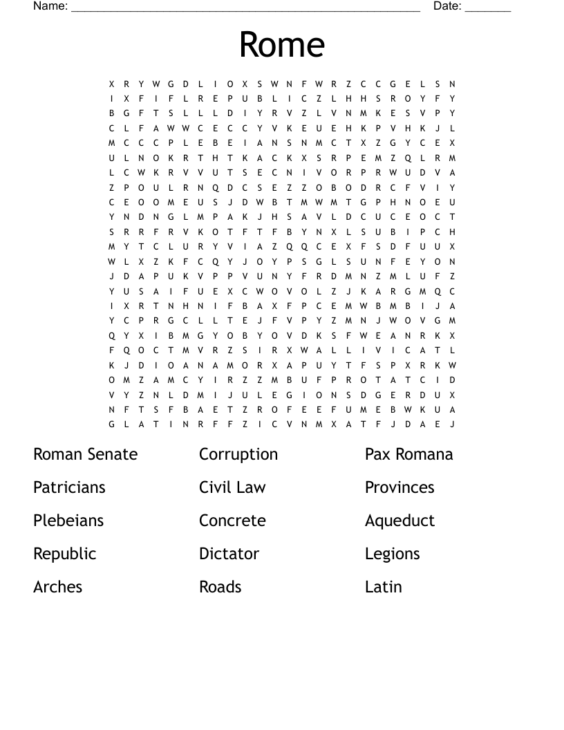 Rome Word Search