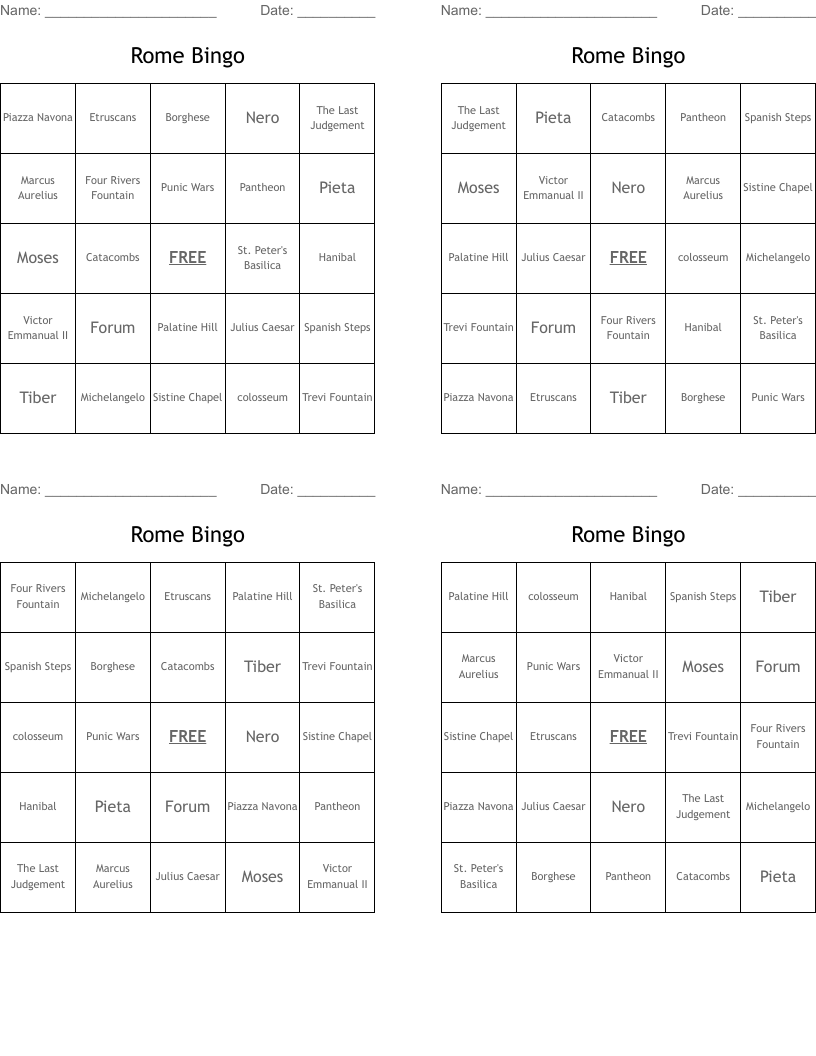 Rome Bingo
