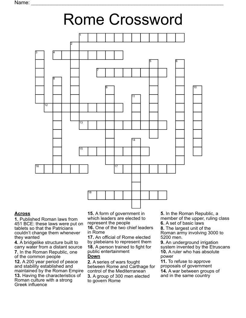 Rome Crossword