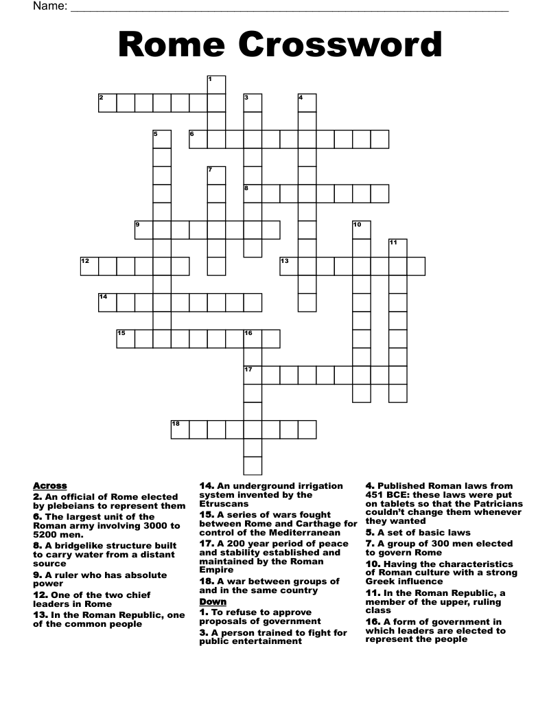 Rome Crossword