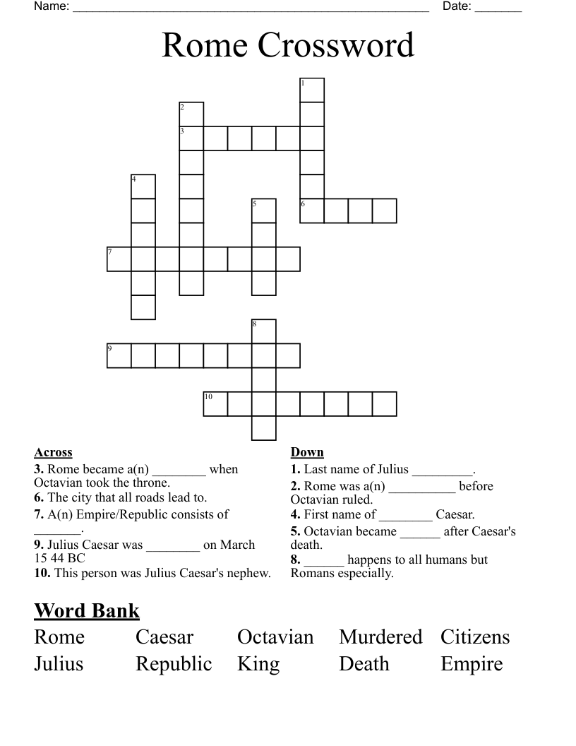 Rome Crossword 