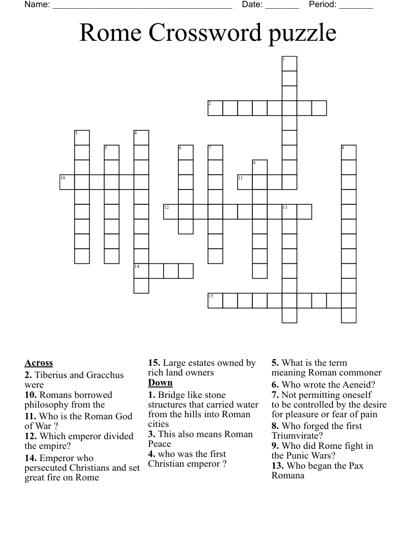 Rome Crossword puzzle 