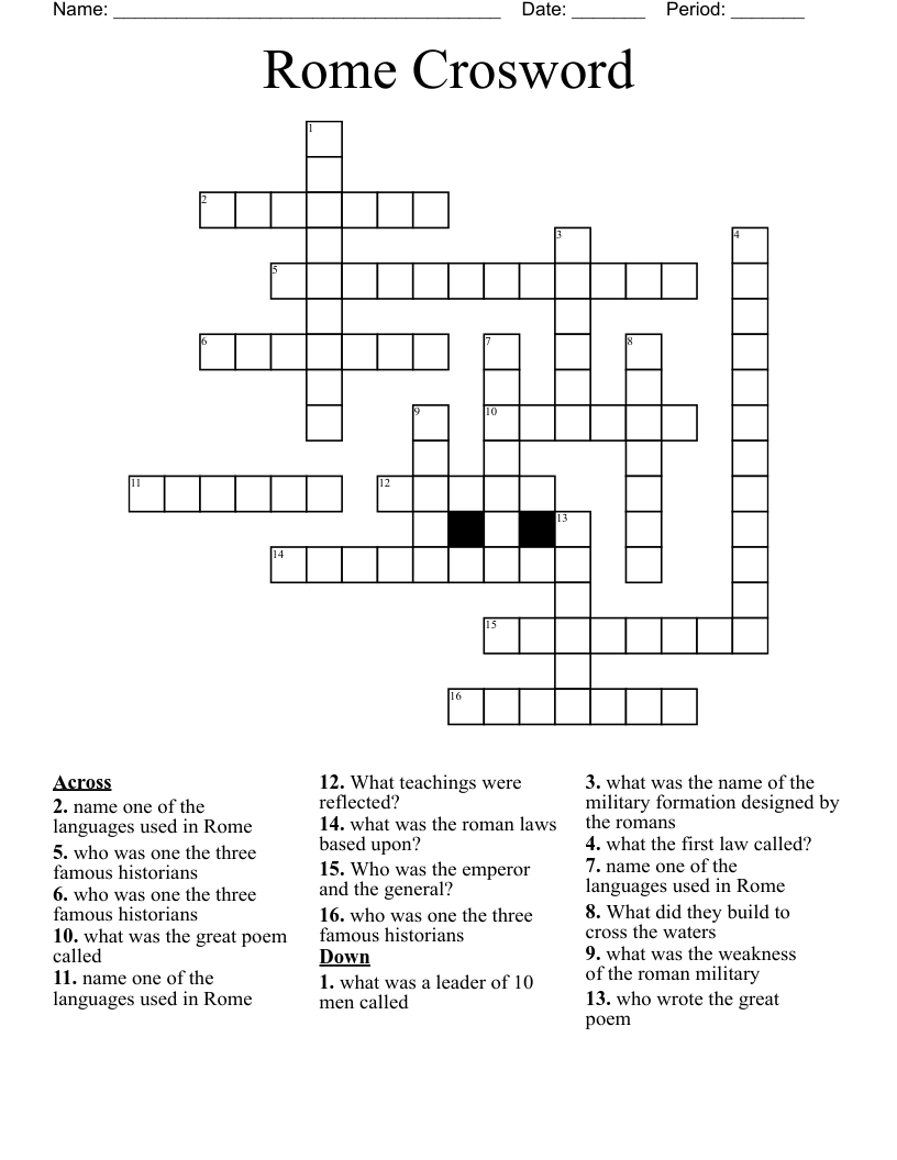 Rome Crosword Crossword
