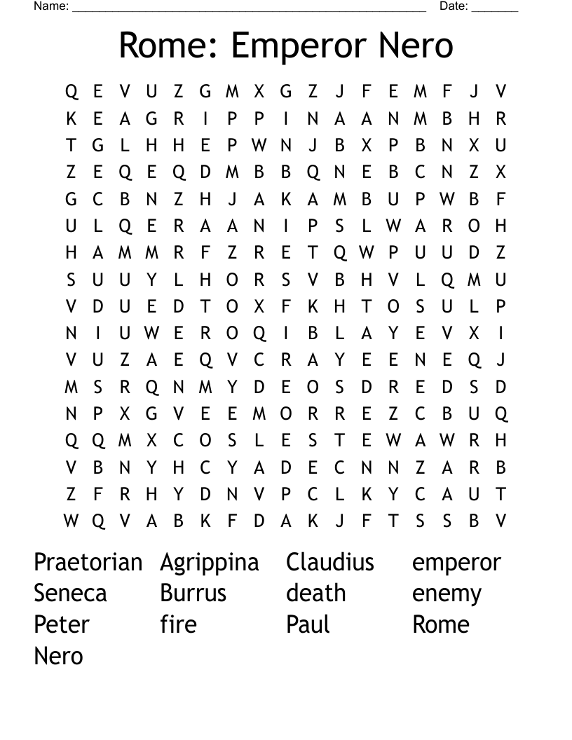 Rome: Emperor Nero Word Search