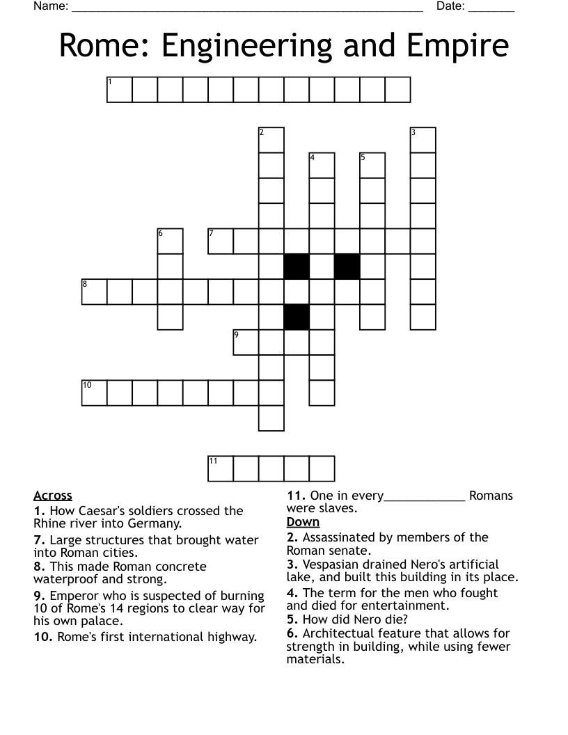 Rome: Engineering and Empire Crossword