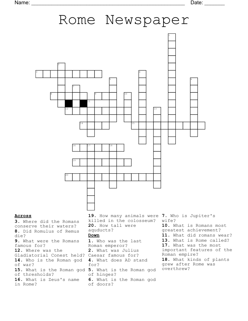 Rome Newspaper Crossword