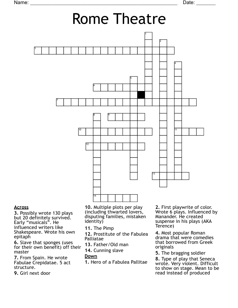 Rome Theatre Crossword