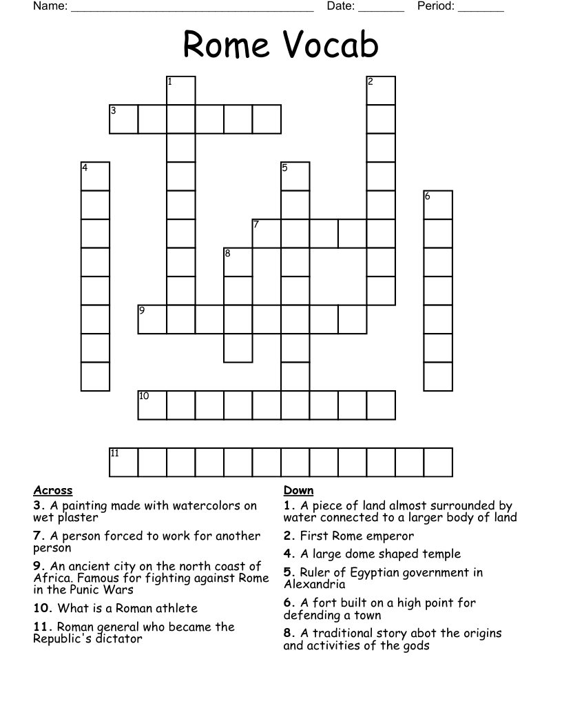 Rome Vocab Crossword