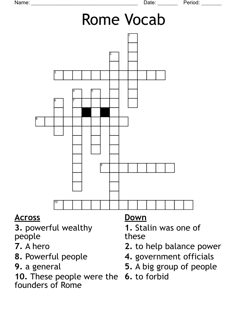 Rome Vocab  Crossword