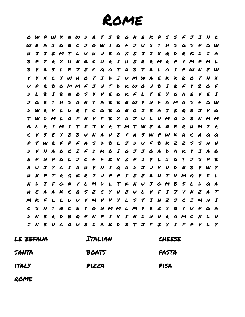 Rome  Word Search