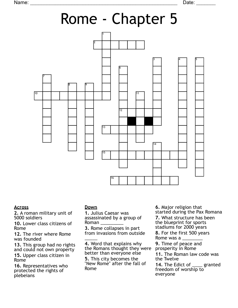 Rome - Chapter 5 Crossword