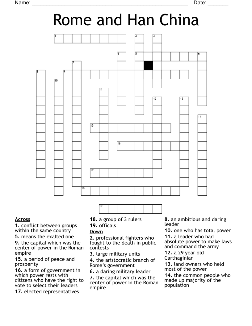 Rome and Han China Crossword