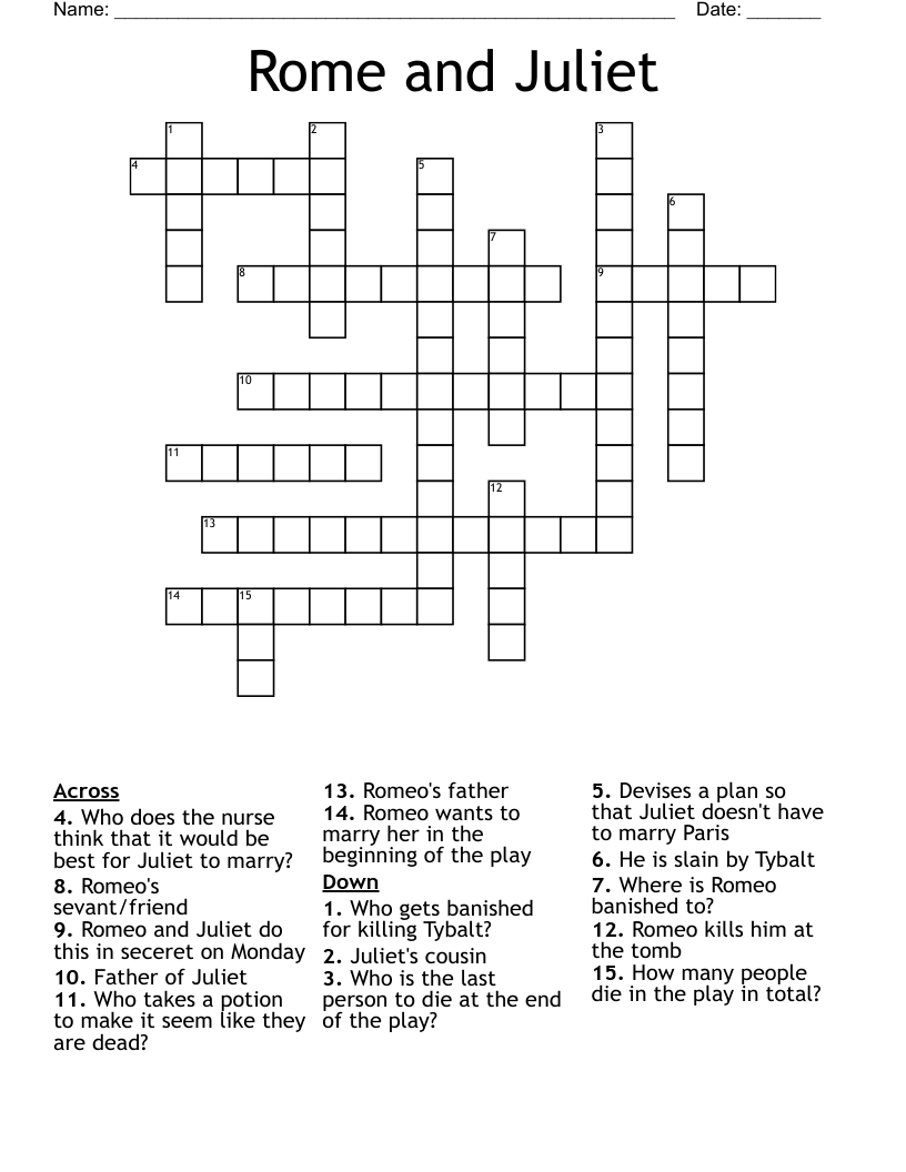 Rome and Juliet Crossword