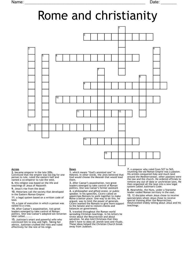 Rome and christianity Crossword