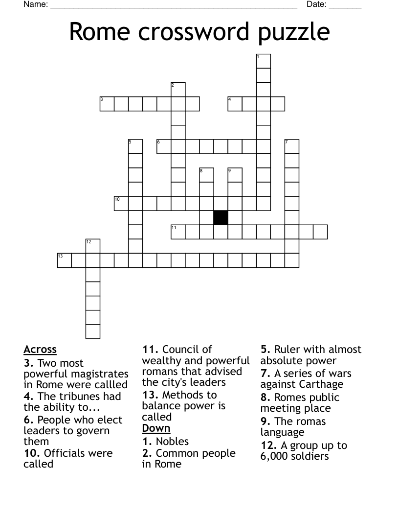 Rome crossword puzzle 