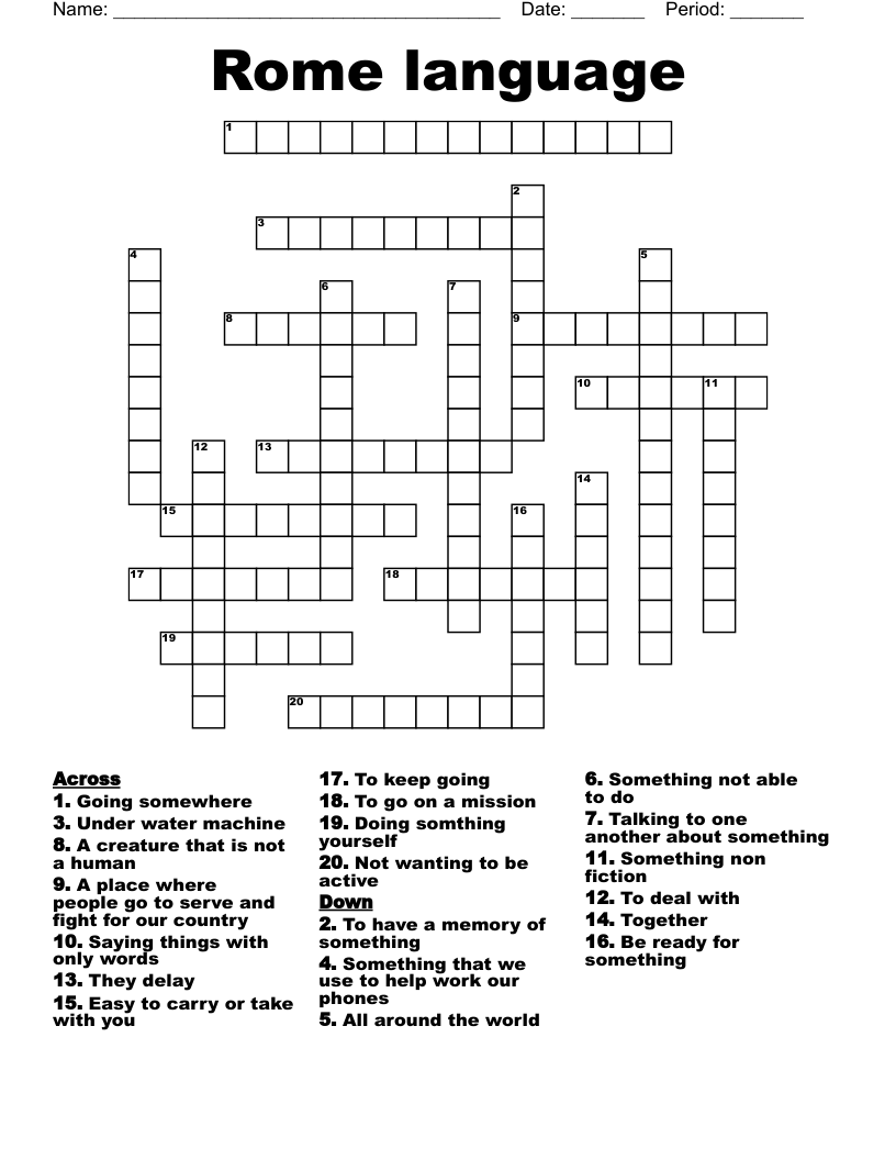 Rome language Crossword