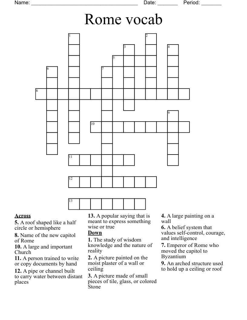 Rome vocab Crossword