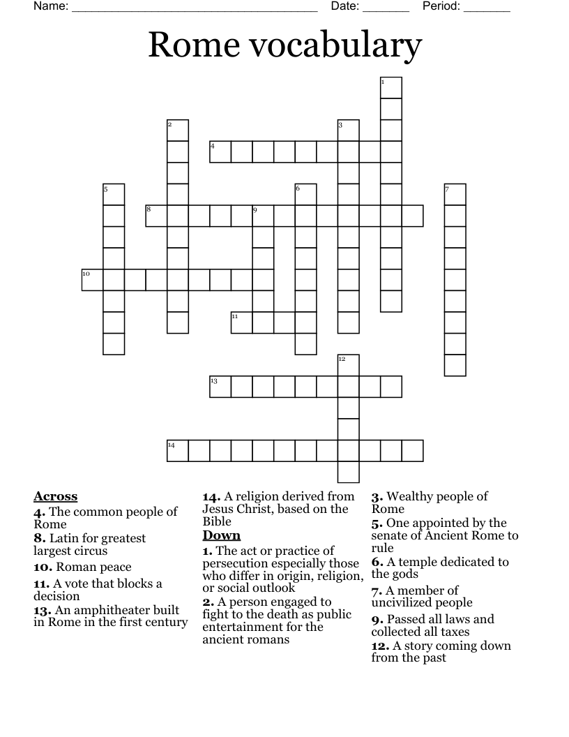 Rome vocabulary  Crossword