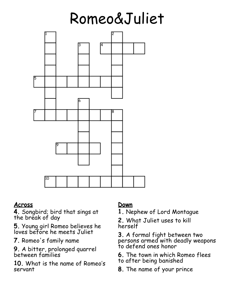Romeo&Juliet Crossword