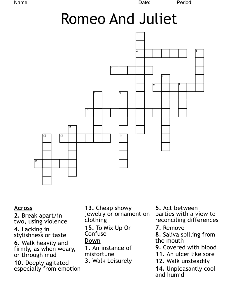 Romeo And Juliet Crossword
