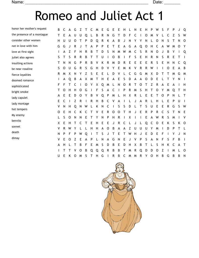 Romeo and Juliet Act 1 Word Search
