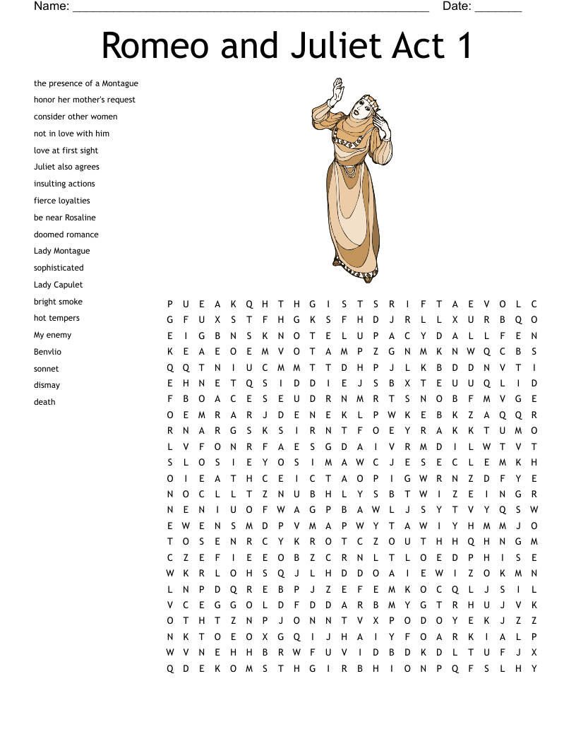 Romeo and Juliet Act 1 Word Search