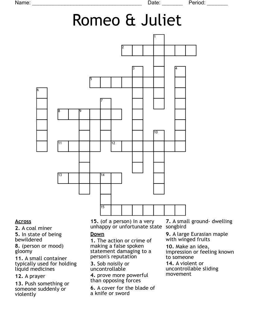 Romeo & Juliet Crossword