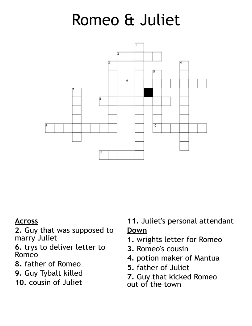 Romeo & Juliet Crossword