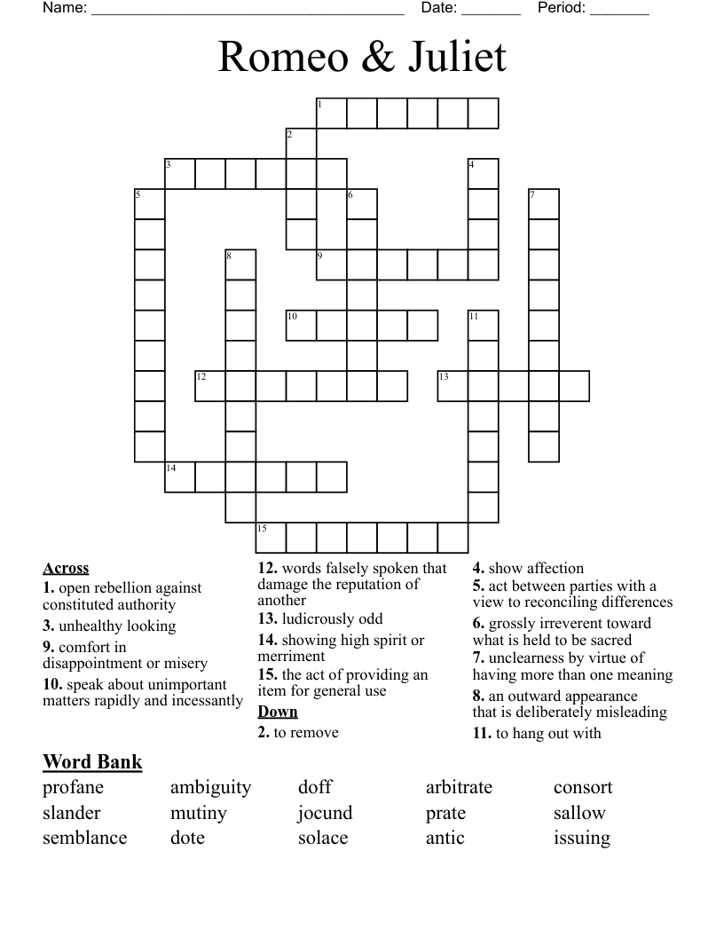Romeo & Juliet  Crossword