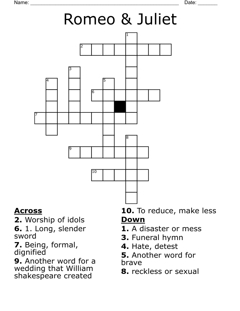 Romeo & Juliet  Crossword