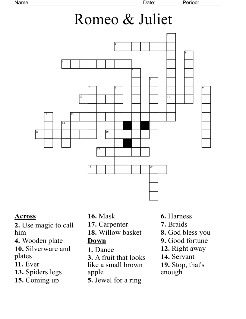 Romeo & Juliet  Crossword