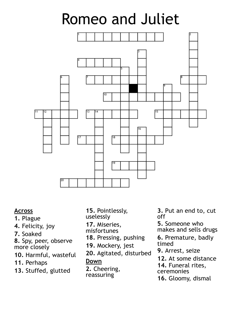 Romeo and Juliet Crossword