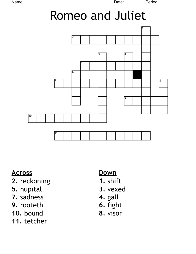 Romeo and Juliet Crossword