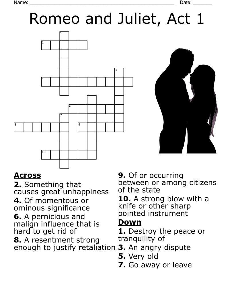 Romeo and Juliet, Act 1 Crossword