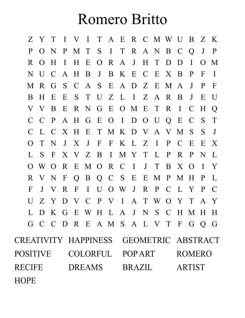 Romero Britto  Word Search